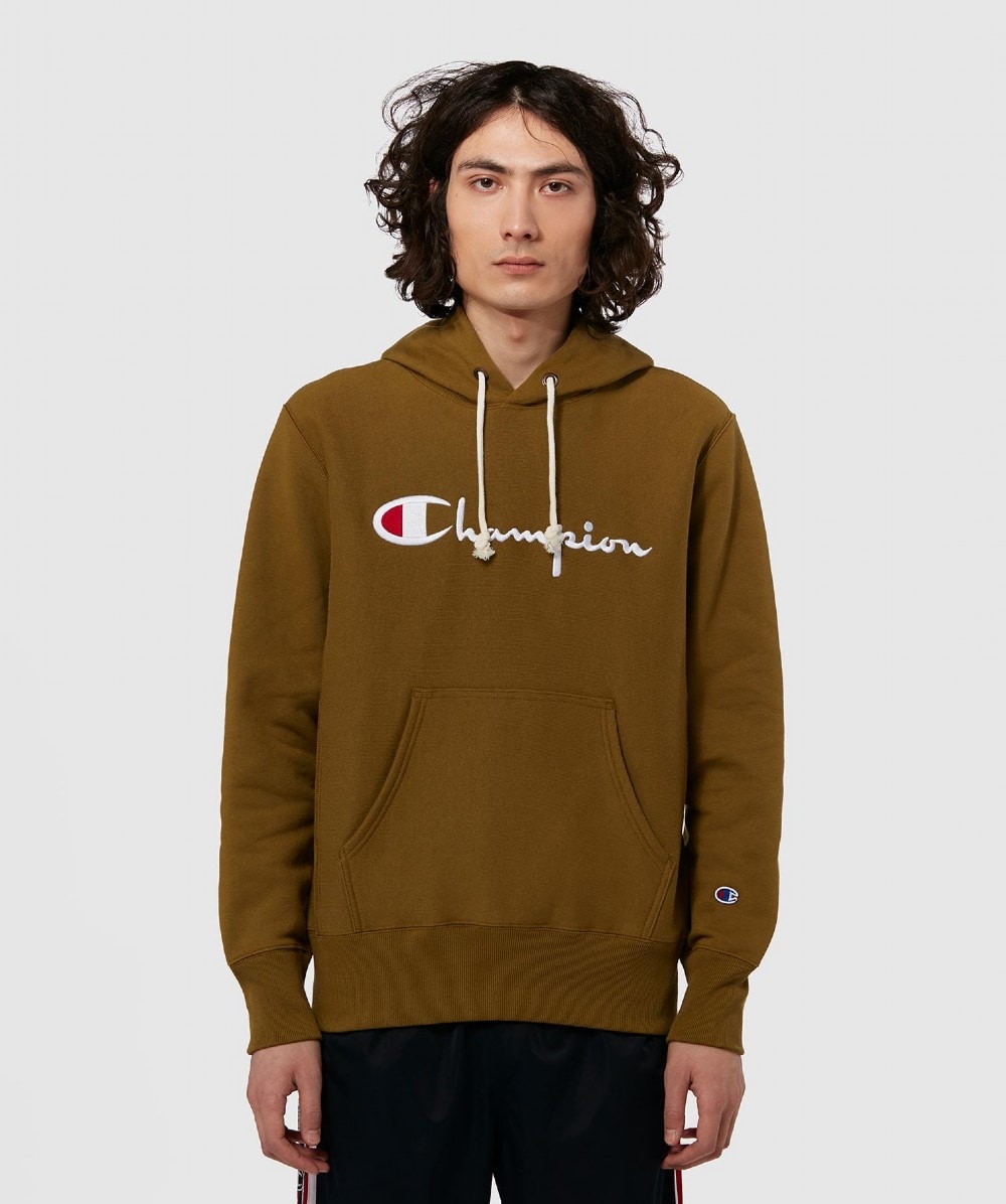 Champion Men's Rev Weave Embroidered Script Hoodie Red/Gold