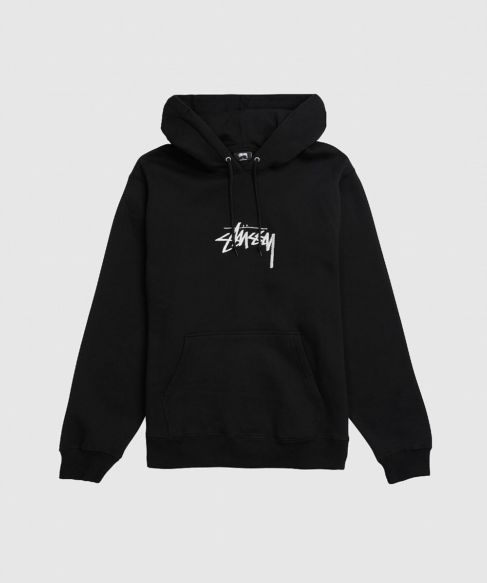 STUSSY STOCK LOGO APPLIQUE HOODIE | BLACK | SEVENSTORE