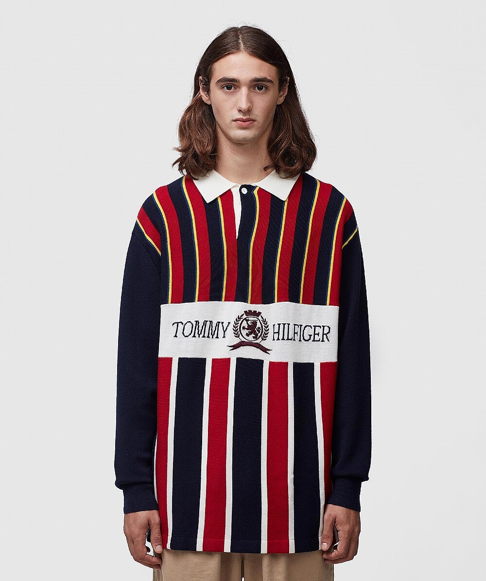 TOMMY HILFIGER KNITTED RUGBY SWEATER | HAUTE RED | SEVENSTORE