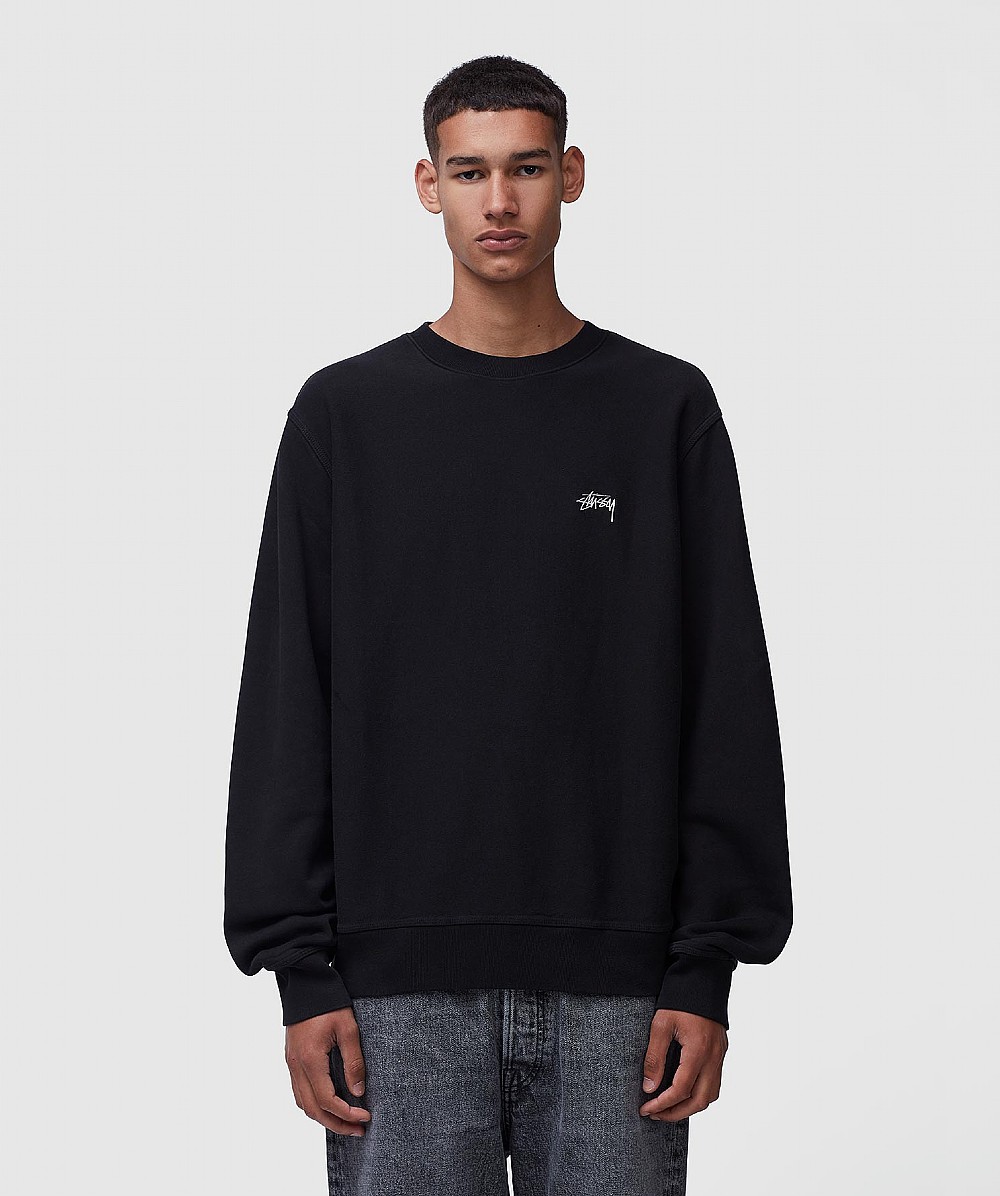 STUSSY STOCK LOGO SWEATSHIRT | Black | SEVENSTORE