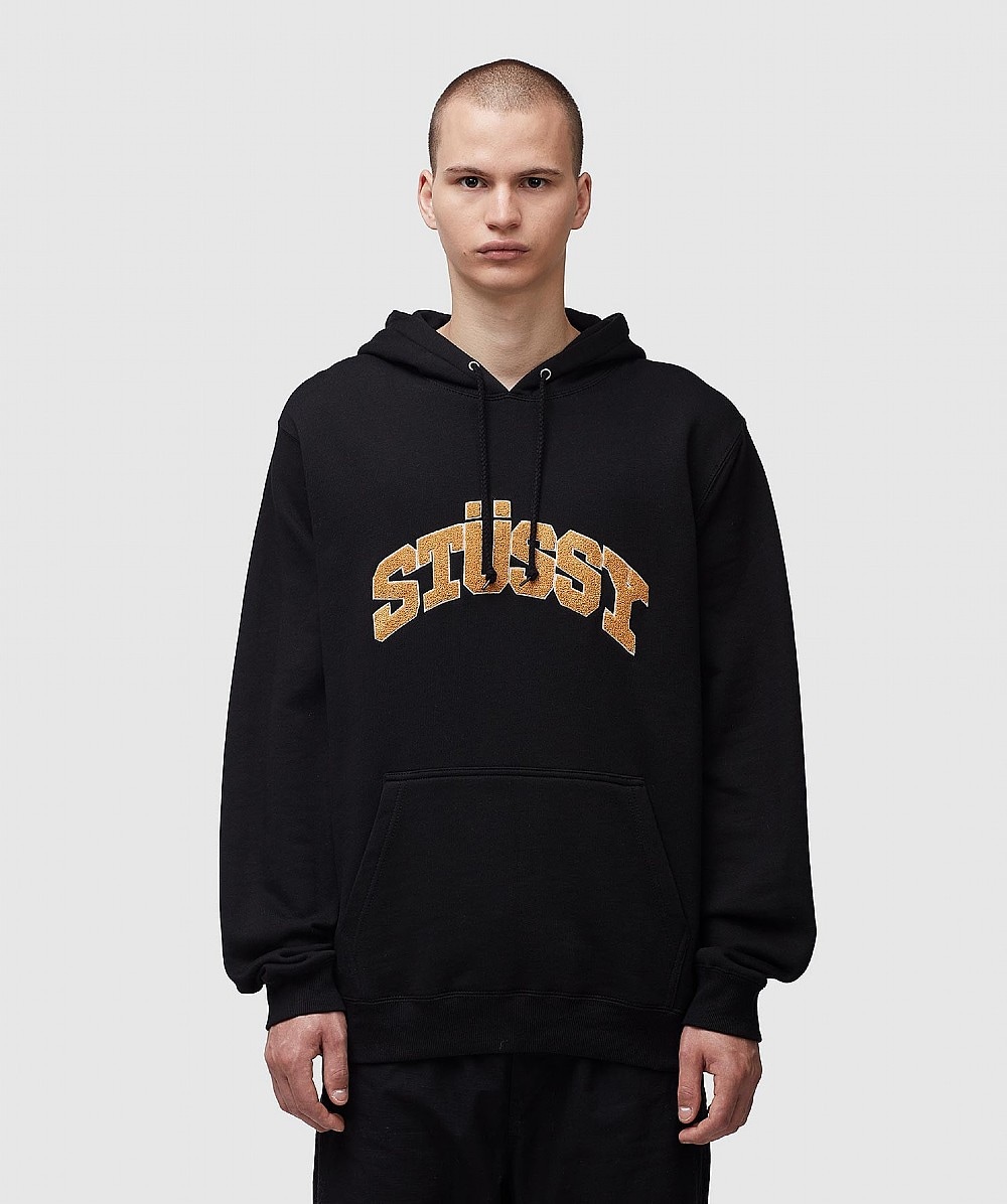 stussy chenille arch hoodie grey