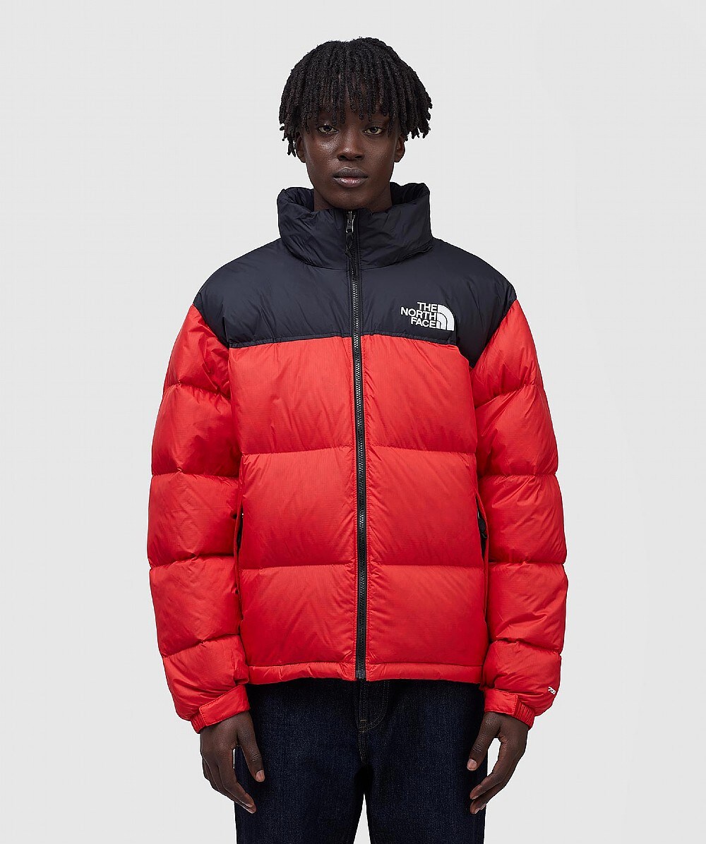 north face puffer jacket red and black