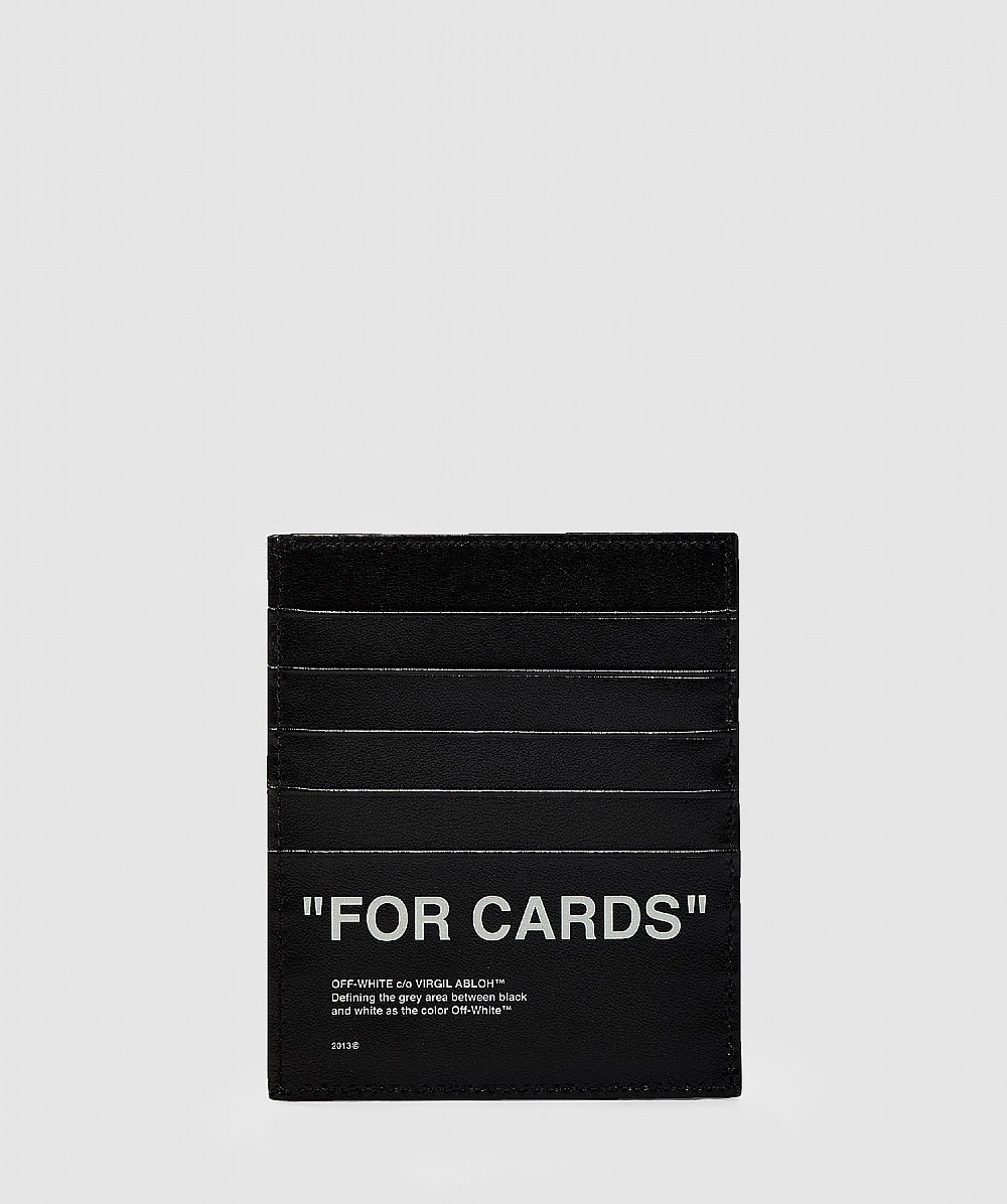 off white black quote card holder
