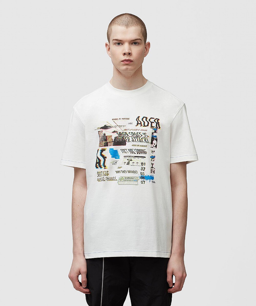 ADER ERROR SEMIOVERSIZED MULTIPLE GRAPHICS T-SHIRT | WHITE | SEVENSTORE