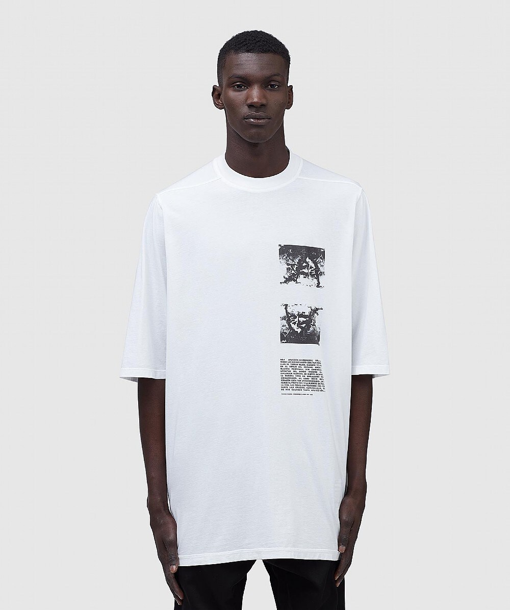 Rick Owens Tecutal Side Print Jumbo T-shirt In White