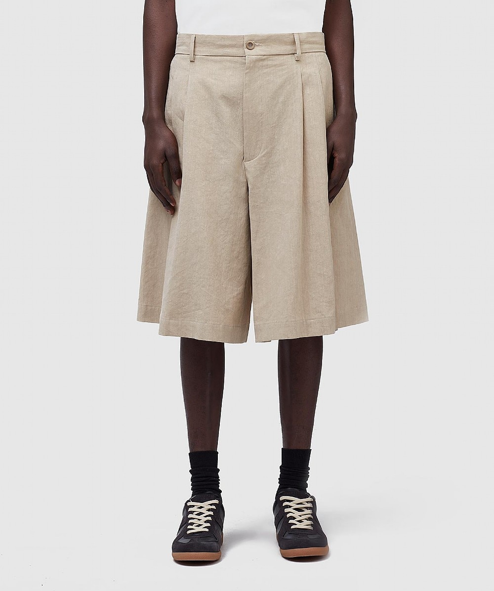MAISON MARGIELA COTTON LINEN SHORTS,40361915