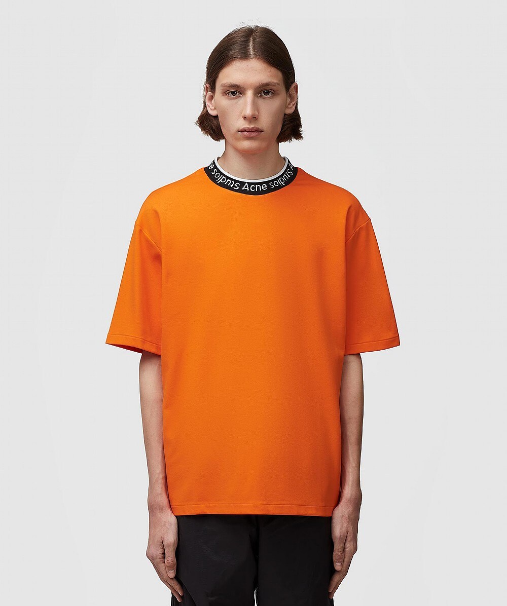 ACNE STUDIOS EXTORR LOGO RIB T-SHIRT | CARROT ORANGE | SEVENSTORE