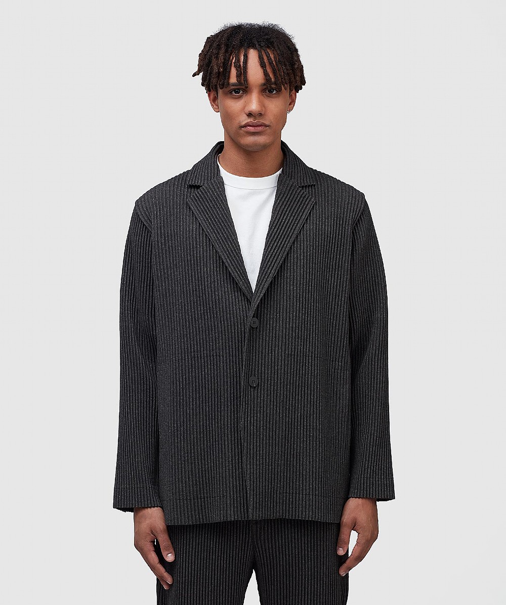 HOMME PLISSE ISSEY MIYAKE TAILORED WOOL LIGHT BLAZER | Grey | SEVENSTORE