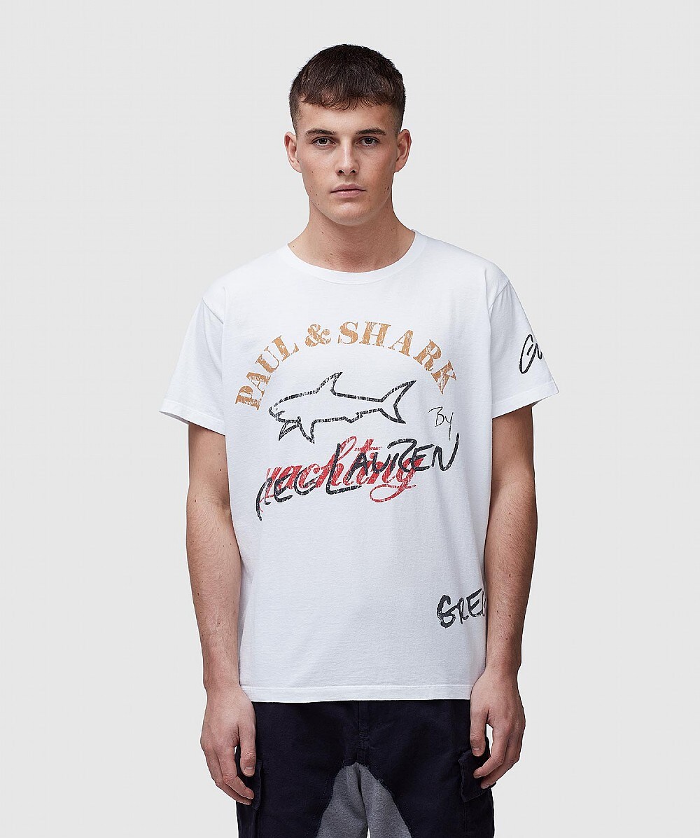 Paul & Shark X Greg Lauren Logo T-shirt In White