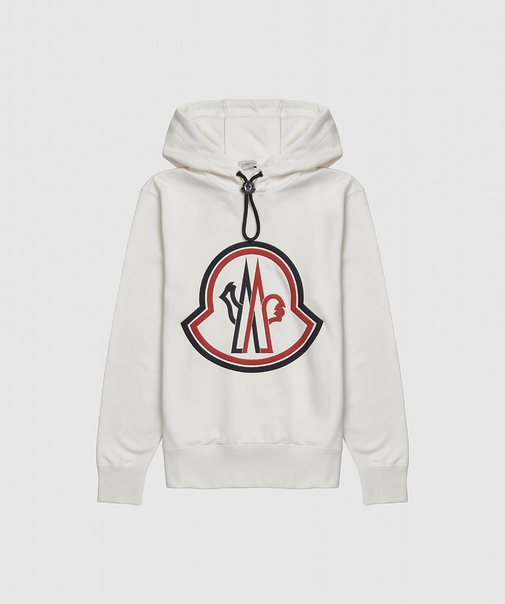 MONCLER MAGLIA BIG LOGO HOODIE | WHITE | SEVENSTORE