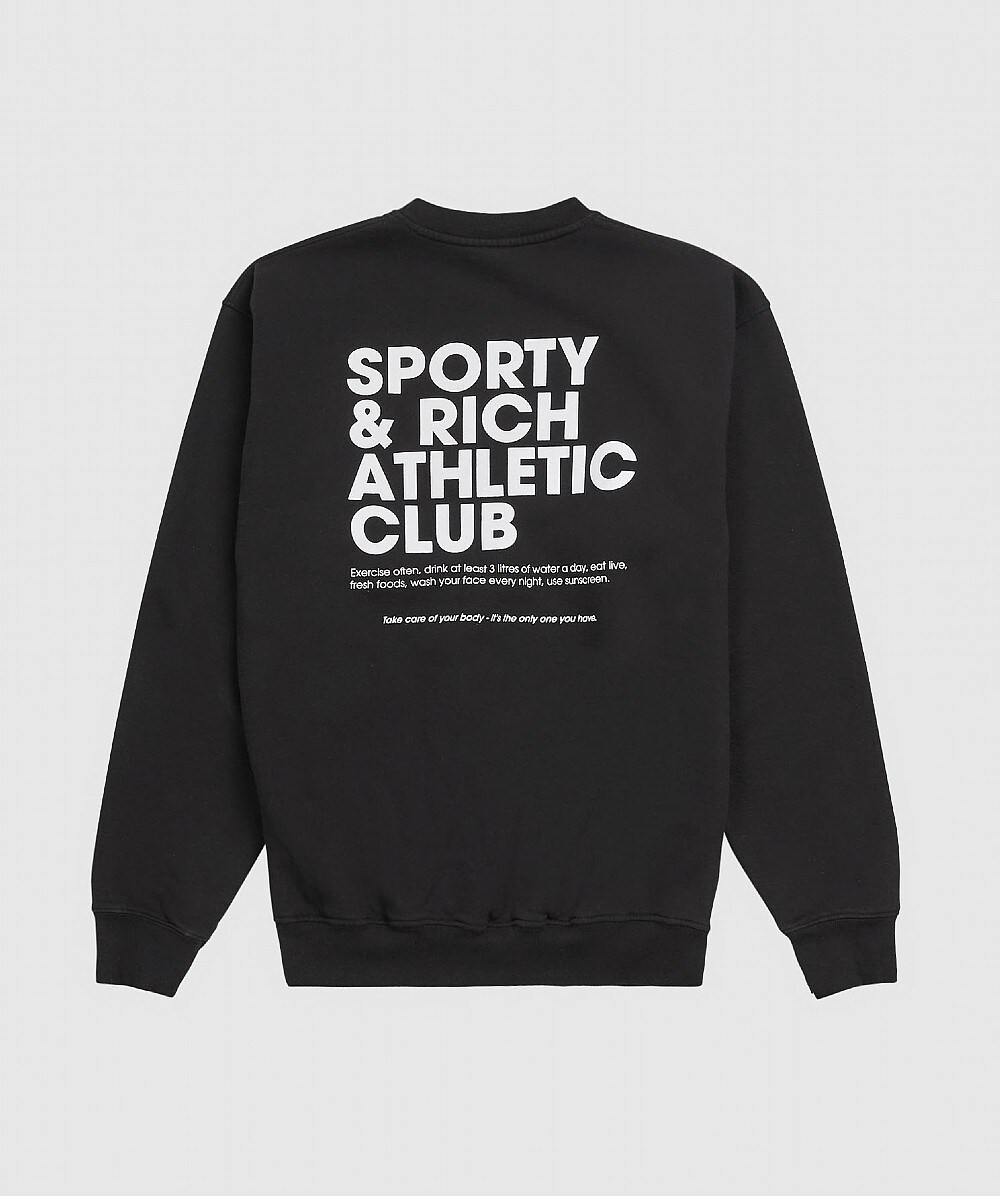 SPORTY & RICH EXERCISE OFTEN SWEATSHIRT BLACK SEVENSTORE