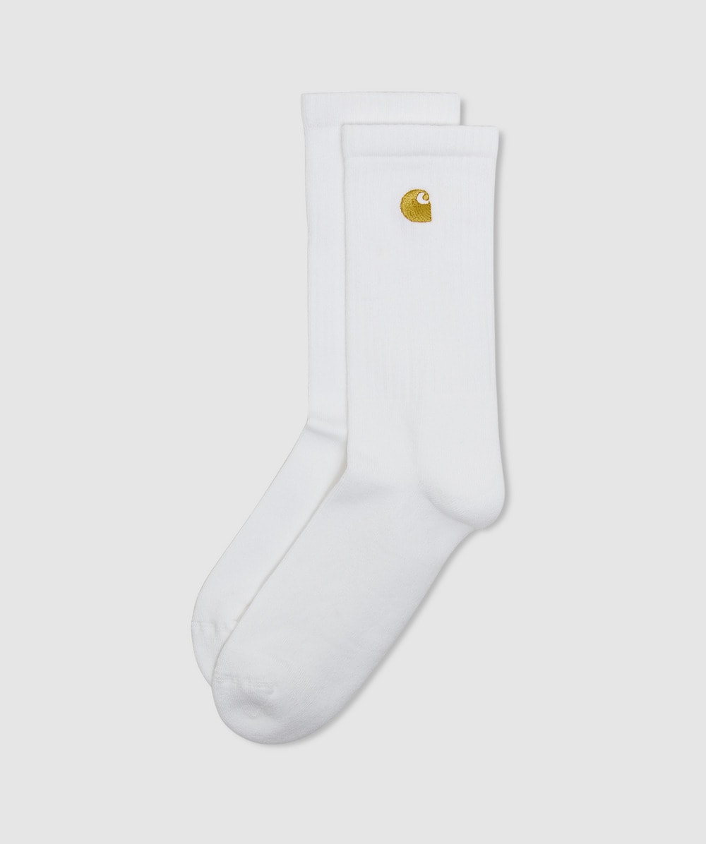 Carhartt WIP Chase Sock (White/Gold - One Size) - Size ONE SIZE, Unisex