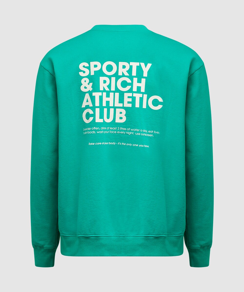 SPORTY & RICH EXERCISE OFTEN SWEATSHIRT TURQUOISE/WHITE SEVENSTORE