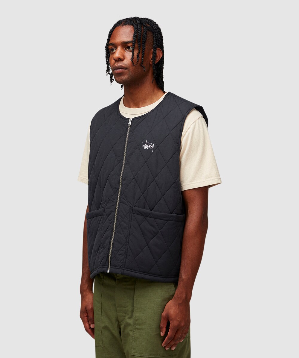 Stüssy Diamond quilted vest   BLACK   SEVENSTORE