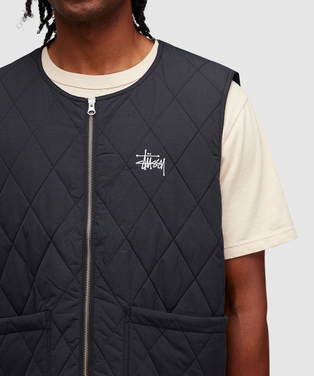 Stüssy Diamond quilted vest   BLACK   SEVENSTORE