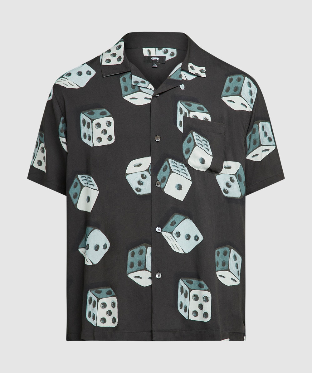 STUSSY DICE PATTERN SHIRT | BLACK | SEVENSTORE