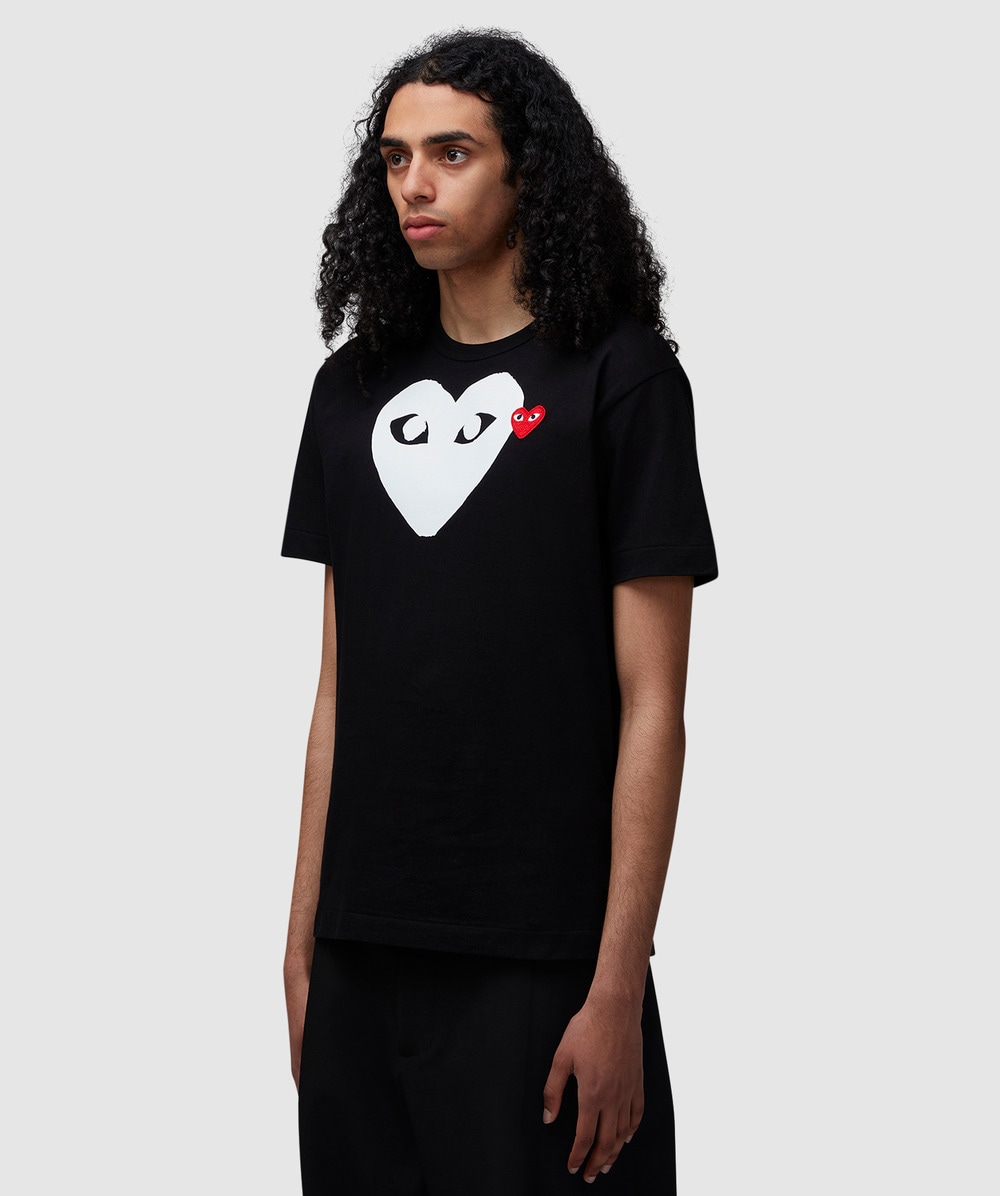 Shop Comme des Garçons PLAY Double Heart T-Shirt