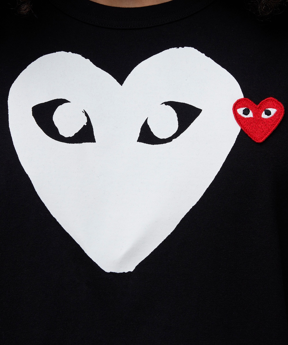 Shop Comme des Garçons PLAY Double Heart T-Shirt