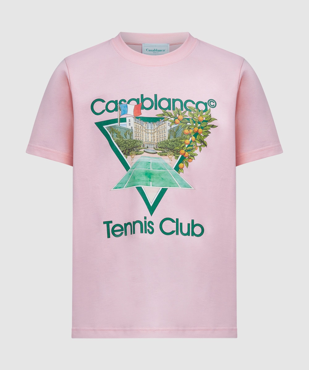 Casablanca Tennis club icon printed tshirt PINK SEVENSTORE