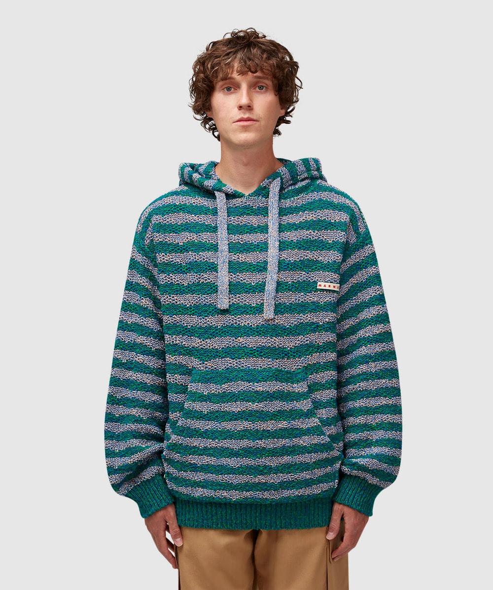 Marni Roundneck Knitted Hoodie (Gazebo - 52) - Size 52, Male