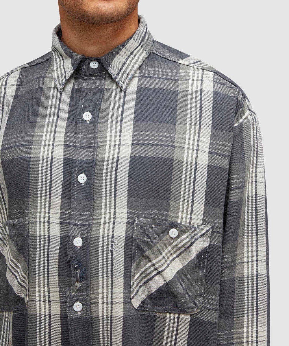 Saint MXXXXXX Check flannel shirt | BLACK | SEVENSTORE