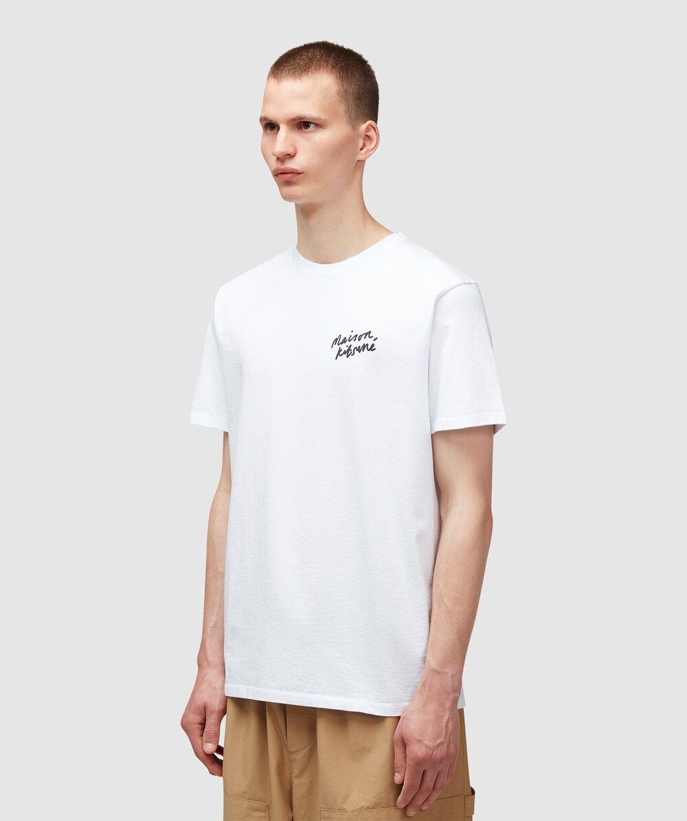 Maison Kitsune Mini handwriting classic t-shirt | WHITE | SEVENSTORE