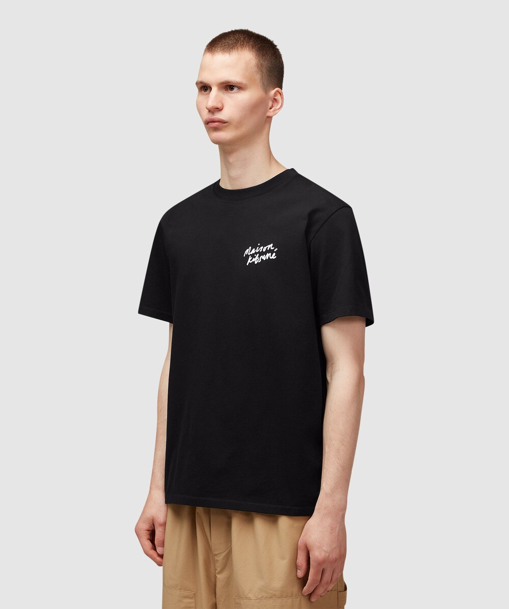 Maison Kitsune Mini handwriting classic t-shirt | BLACK | SEVENSTORE