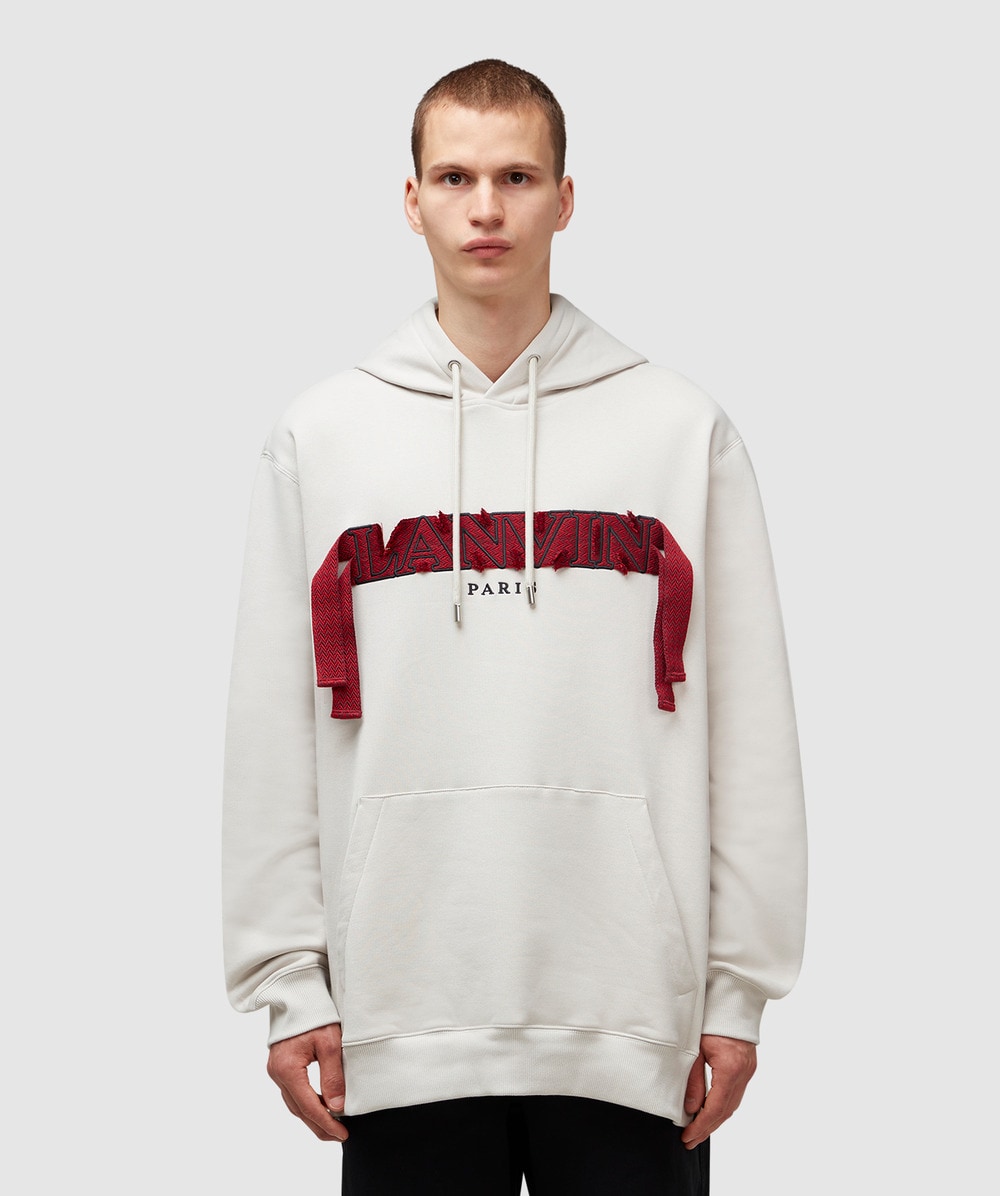 Lanvin Curb Lace Embroidered Hoodie (Mastic - M) - Size M, Male