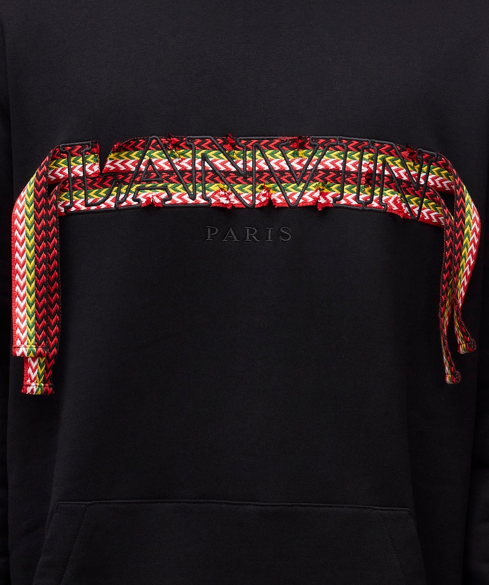 Lanvin Curb lace embroidered hoodie | BLACK | SEVENSTORE