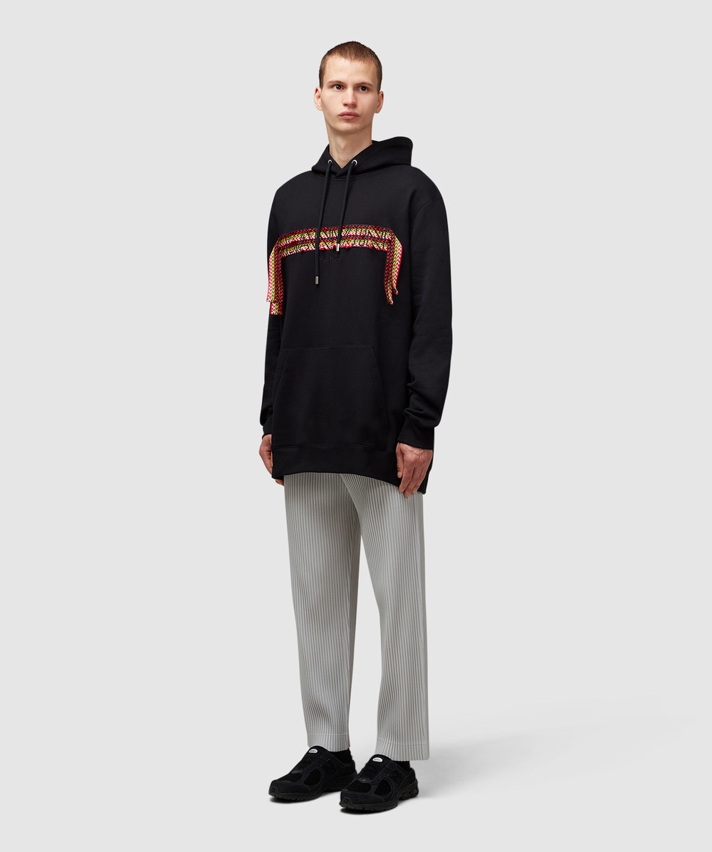Lanvin Curb lace embroidered hoodie | BLACK | SEVENSTORE