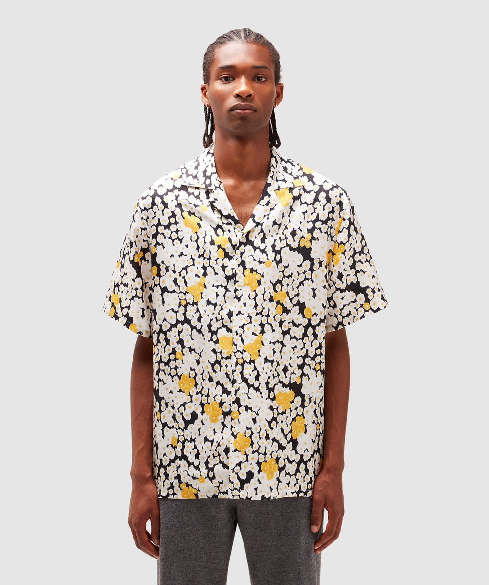 Lanvin Printed Bowling Shirt (Black/Yellow/White - 39) - Size 39, Male