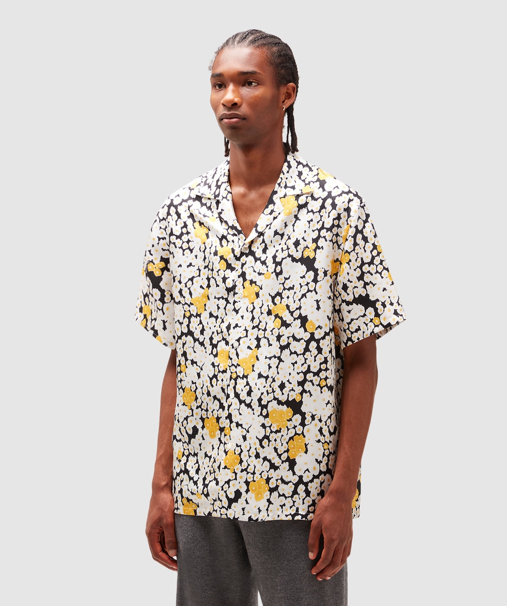 Tシャツ・カットソー LANVIN PRINTED BOWLING SHIRT (RMSI00195908P24 210 BUDGIE) Lanvin Printed Bowling Shirt RMSI00195908P24-210 BUDGIE