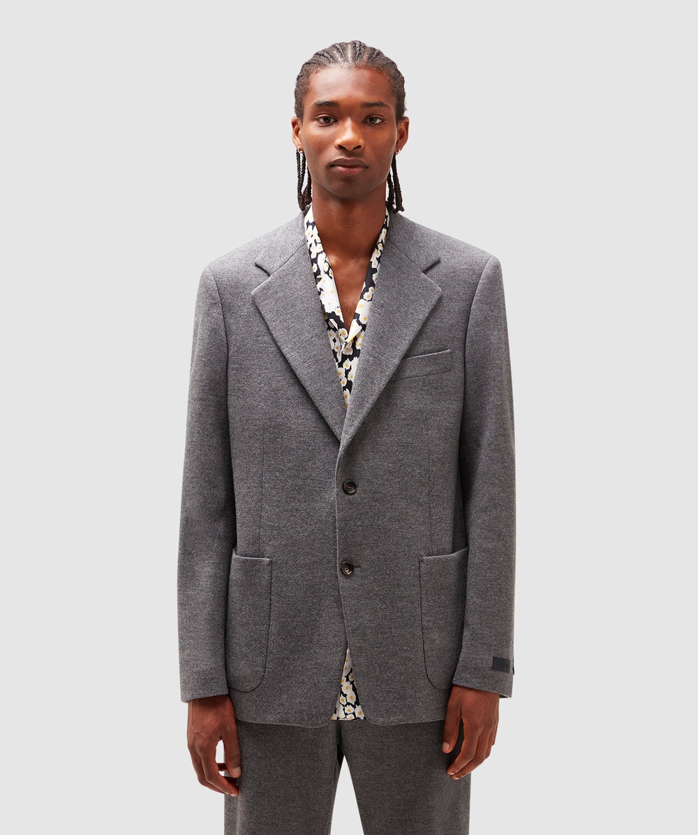 Lanvin Single Breasted Blazer (Dark Grey Melange - 50) - Size Clothing & Accessories > Clothing > Outerwear > Coats & Jackets, Male