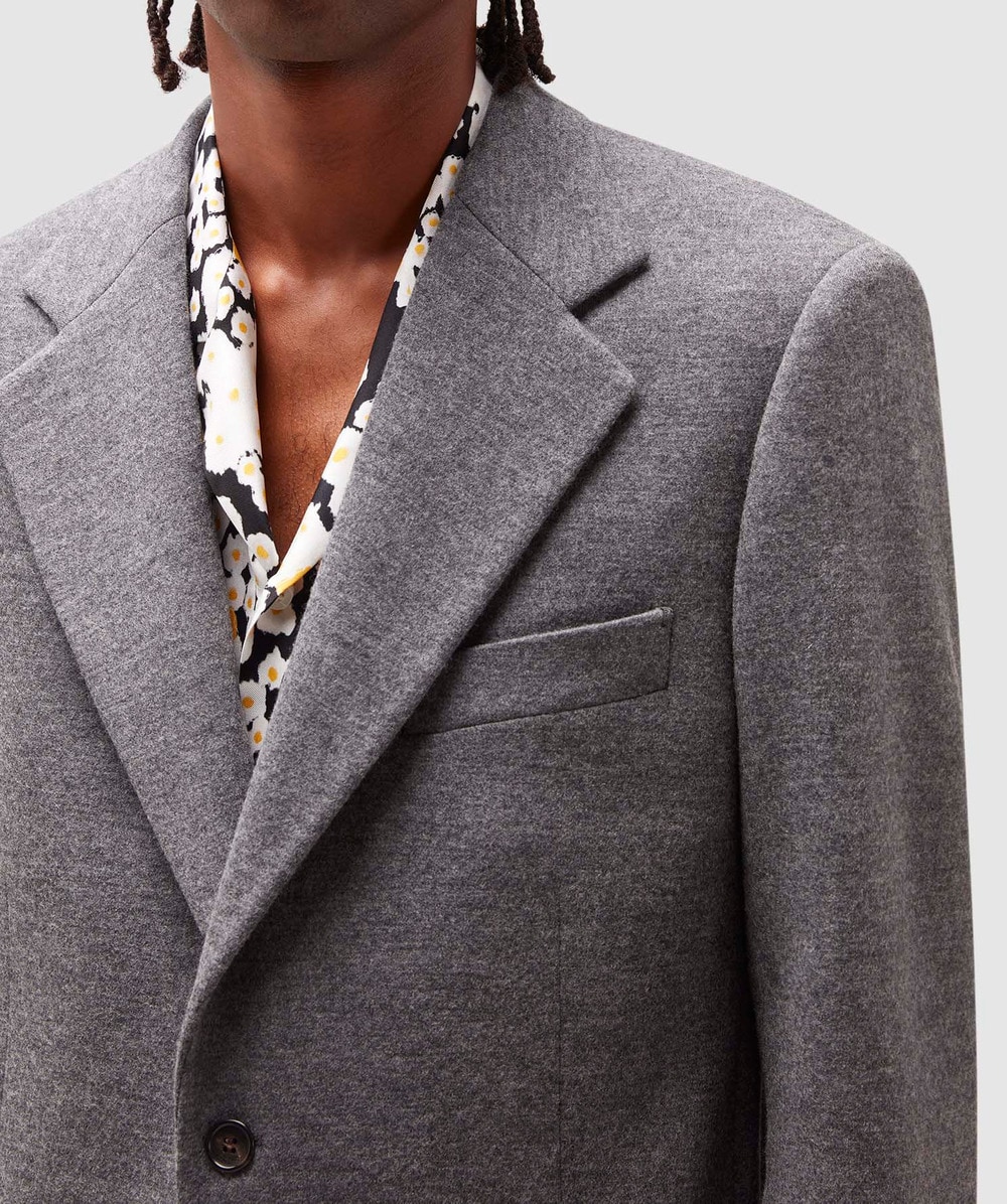 Lanvin Single breasted blazer | DARK GREY MELANGE | SEVENSTORE