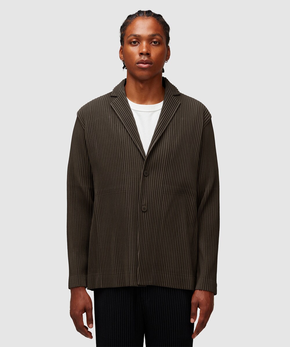 Homme Plissé Issey Miyake Pleats tailored blazer | EBONY KHAKI | SEVENSTORE