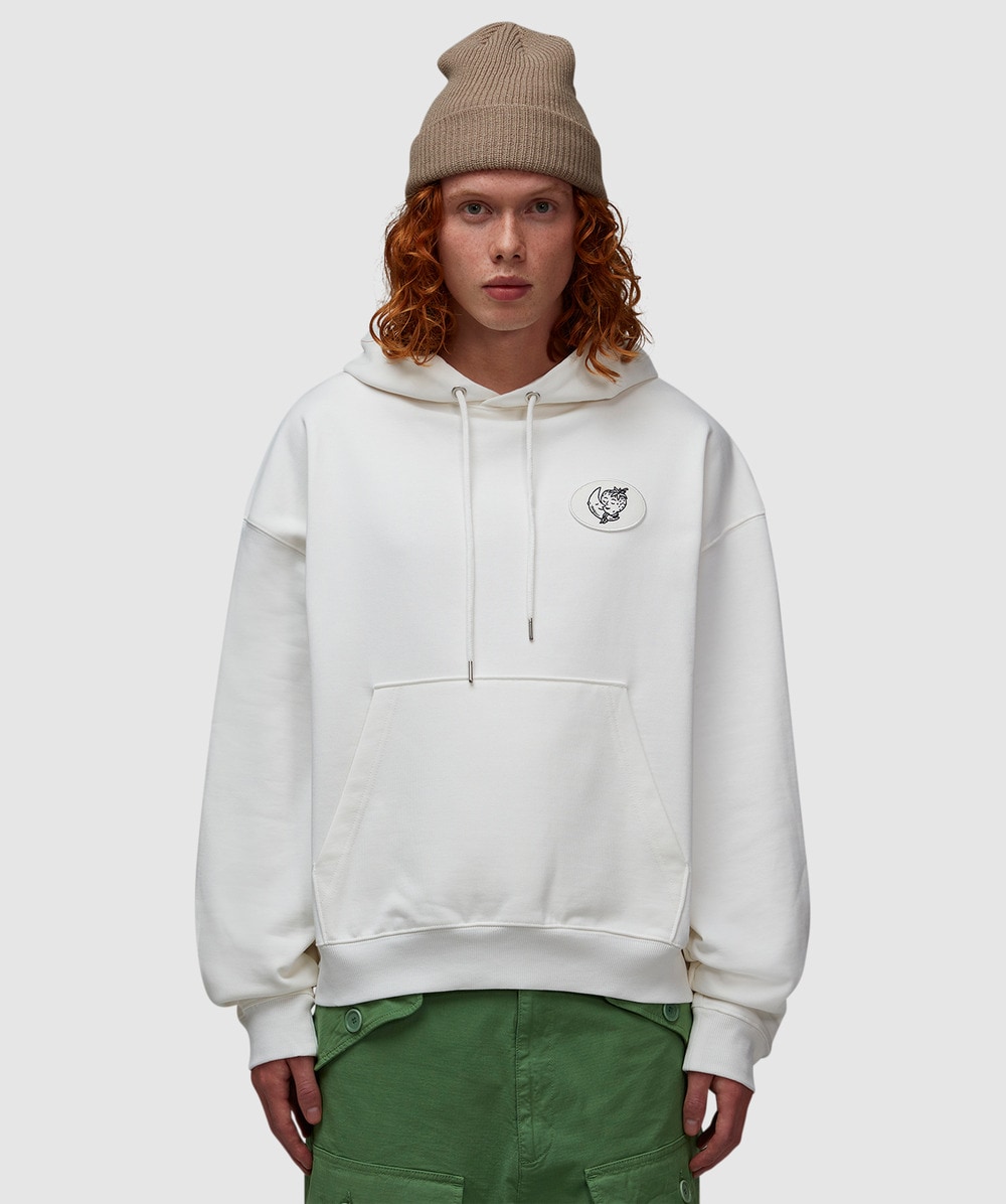 Sky High Farm X Alastair Mckimm Workwear Hoodie (White - M) - Size Clothing & Accessories > Clothing > Shirts & Tops, Male
