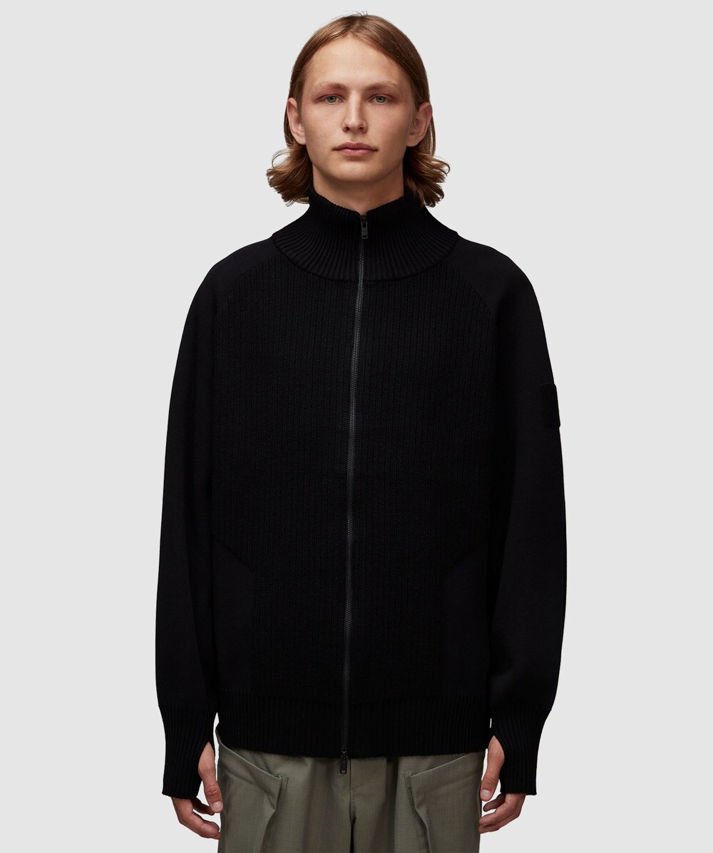 Y-3 Funnel neck knit jacket | BLACK | SEVENSTORE