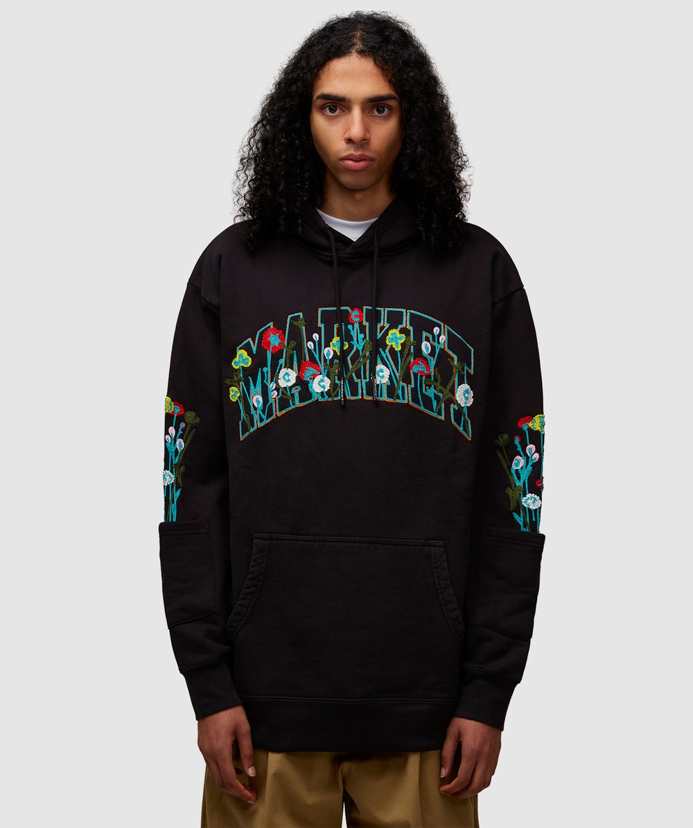 MARKET Bouquet Hoodie (Washed Black - S) - Size S, Male