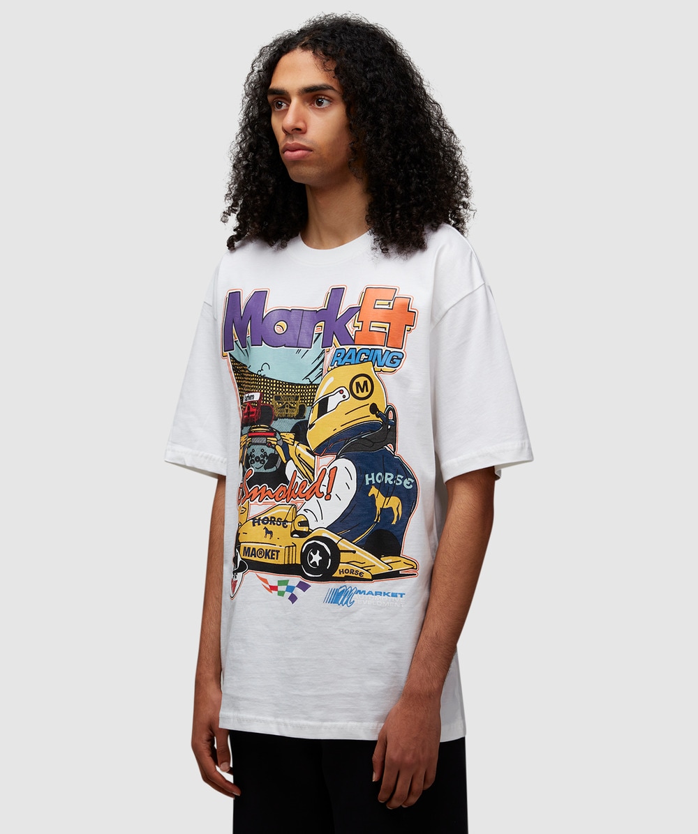 Optical white Race print cropped T-shirt - Buy Online | Terranova