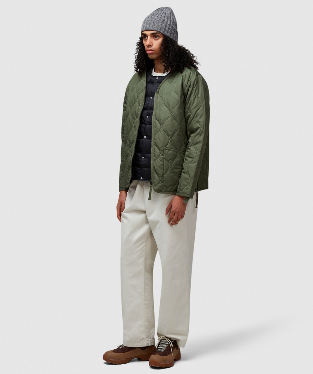 TAION タイオン MILITARY V NECK DOWN COAT S Official Taion Womens Military V Neck W-Zip Down Jacket Dark