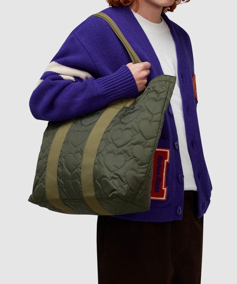 Human Made Heart quilted tote bag | OLIVE DRAB | SEVENSTORE