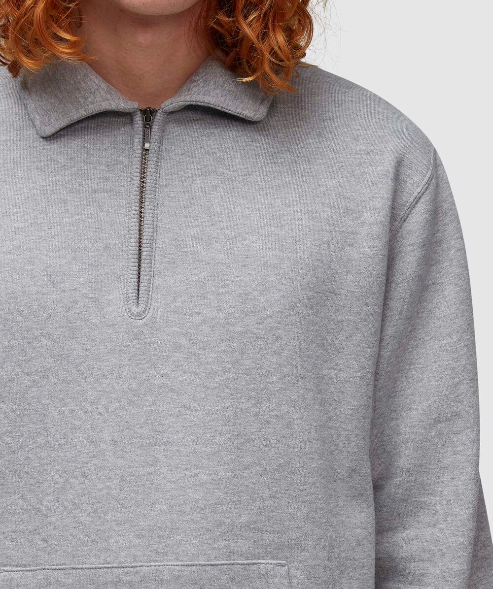 Beams Plus Half zip sweatshirt, H.GREY