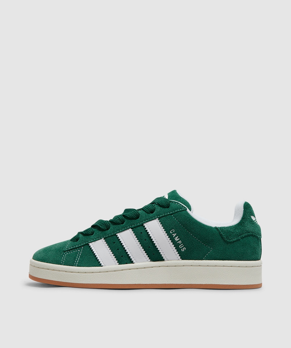Adidas Originals Campus 80s Leather-trimmed Suede Sneakers In Dark Green/ftwr White/off White