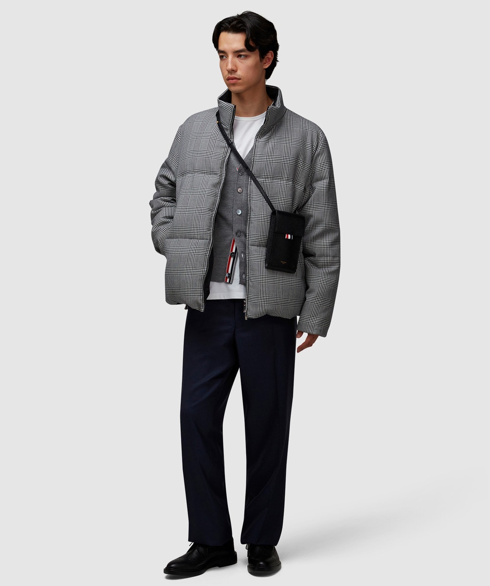 Thom Browne 4 bar reversible funnel neck jacket | BLK/WHT