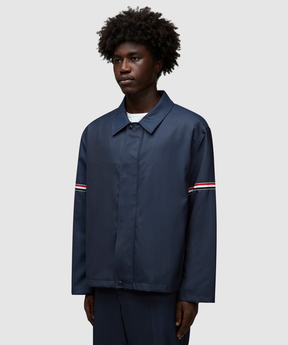 Thom Browne Relaxed zip front armband jacket | DEEP BLUE