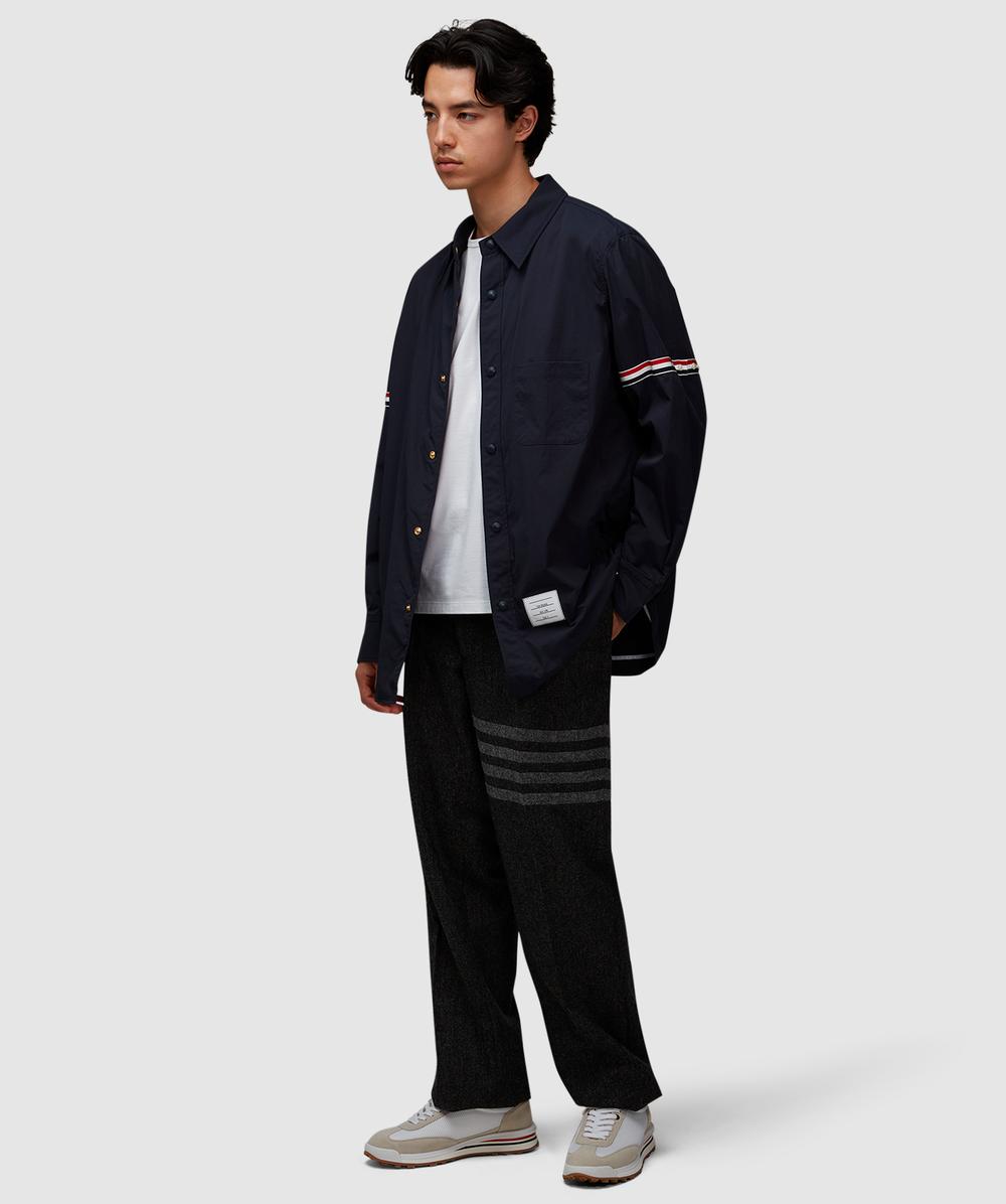 Thom Browne Shirt jacket with grosgrain armbands | NAVY
