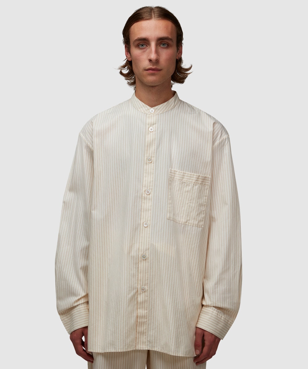 Tekla Fabrics X Birkenstock Stripes Long Sleeve Shirt (Wheat Stripes - M) - Size M, Male
