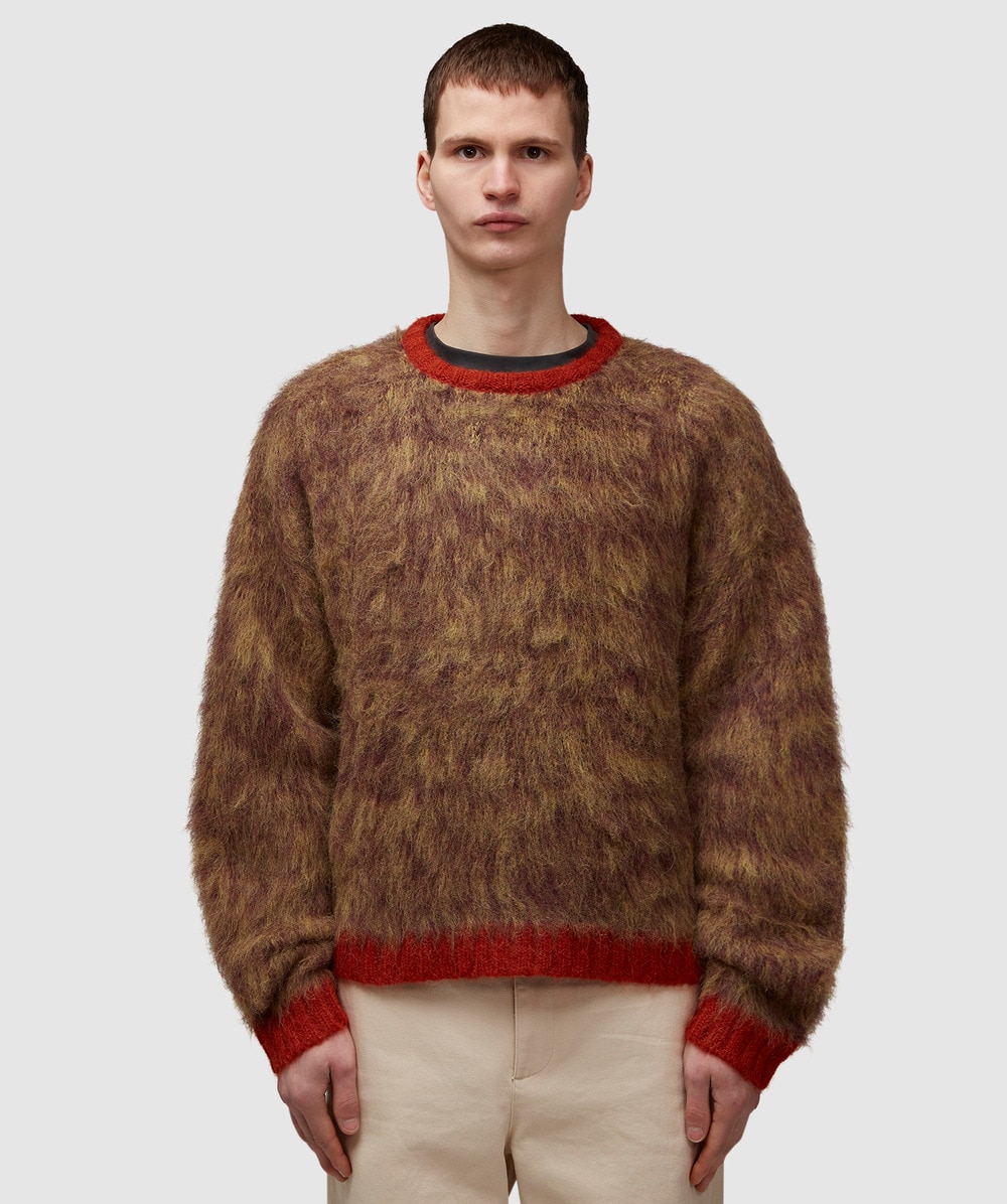 Brain Dead Marled Alpaca Crewneck Jumper (Orange - Xl) - Size Clothing & Accessories > Clothing > Shirts & Tops, Male