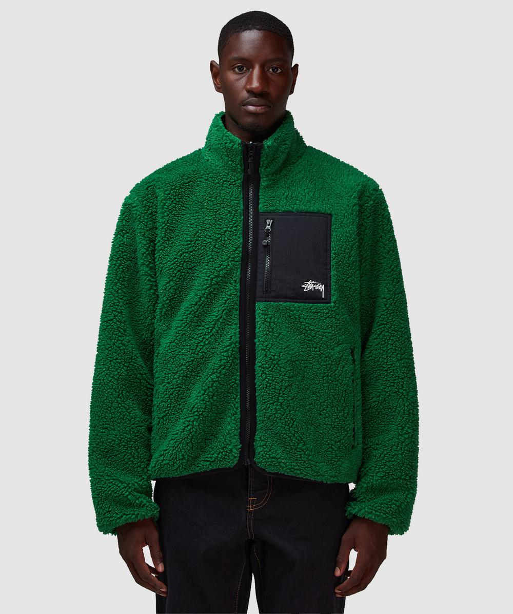Stüssy Sherpa Reversible Jacket (Green - 2Xl) - Size 2XL, Male