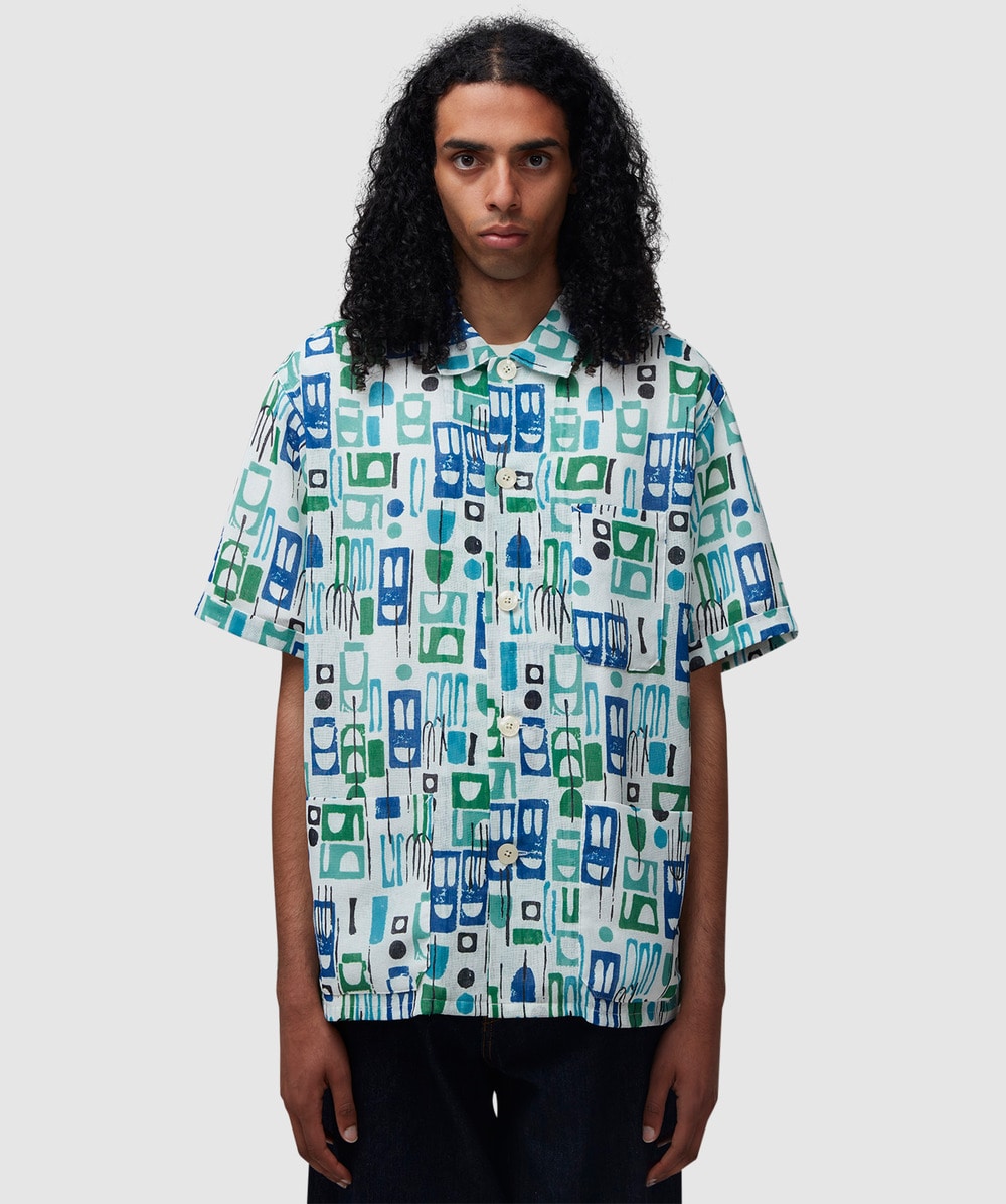 Beams Plus Beach Short Sleeve Shirt (White - M) - Size M, Male